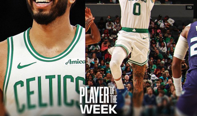 v站-塔图姆复出第三周即获周最佳！连获赞美：七成功力的他也是联盟前十|凯尔特人|黄蜂|波士顿凯尔特人队|俄克拉荷马雷霆队|亚特兰大老鹰队_新浪体育_新浪新闻